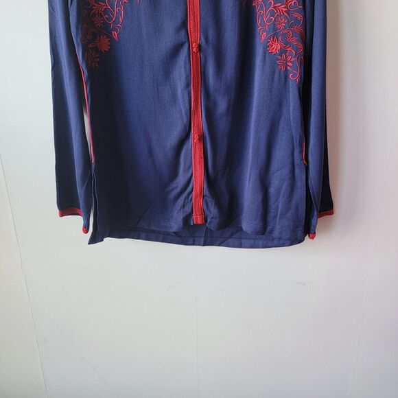 diama ntine premium womens embroidered tunic top size M chinese button knot boho - Picture 4 of 9